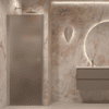 Hinged shower door with wall magnet Hietakari Forma 382, aluminium frame, brown satin glass