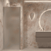 Hinged shower door with wall magnet Hietakari Forma 382, aluminium frame, satin frosted glass