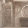 Hinged shower door with wall magnet Hietakari Forma 382, aluminium frame, super bright glass