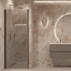 Hinged shower door with wall magnet Hietakari Forma 382, Cocoa frame, grey tinted glass