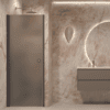 Hinged shower door with wall magnet Hietakari Forma 382, Cocoa frame, grey satin glass