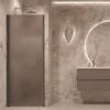 Hinged shower door with wall magnet Hietakari Forma 382, Cocoa frame, brown satin glass