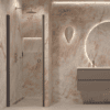 Hinged shower door with wall magnet Hietakari Forma 382, Cocoa frame, super bright glass