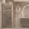 Hinged shower door with wall magnet Hietakari Forma 382, Mocha frame, grey tinted glass