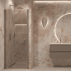 Hinged shower door with wall magnet Hietakari Forma 382, Mocha frame, bronze tinted glass