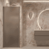 Hinged shower door with wall magnet Hietakari Forma 382, Mocha frame, brown satin glass