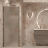 Hinged shower door with wall magnet Hietakari Forma 382, Mocha frame, satin frosted glass