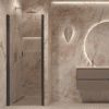 Hinged shower door with wall magnet Hietakari Forma 382, black frame, bronze tinted glass