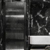 Hinged shower door with wall magnet Hietakari Forma 382, black frame, reeded glass