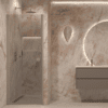 Hinged shower door with wall magnet Hietakari Forma 382, Sand frame, grey tinted glass