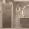 Hinged shower door with wall magnet Hietakari Forma 382, Sand frame, brown satin glass