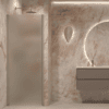 Hinged shower door with wall magnet Hietakari Forma 382, Sand frame, satin frosted glass