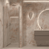 Hinged shower door with wall magnet Hietakari Forma 382, Sand frame, super bright glass