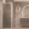 Hinged shower door with wall magnet Hietakari Forma 382, white frame, grey satin glass