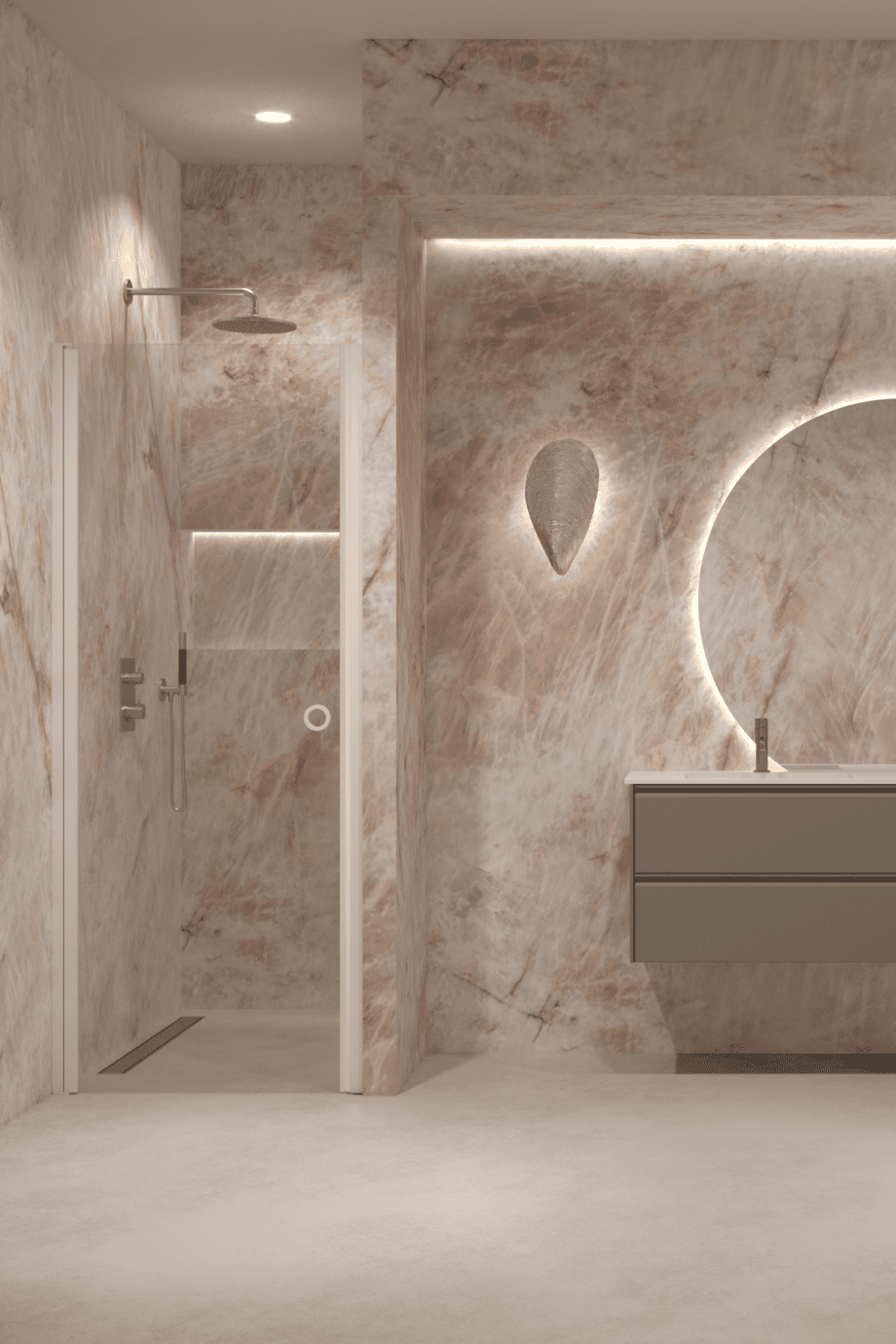 Hinged shower door with wall magnet Hietakari Forma 382, white frame, clear glass