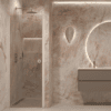 Hinged shower door with wall magnet Hietakari Forma 382, white frame, bronze tinted glass