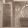 Hinged shower door with wall magnet Hietakari Forma 382, white frame, brown satin glass