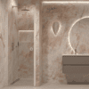 Hinged shower door with wall magnet Hietakari Forma 382, white frame, super bright glass