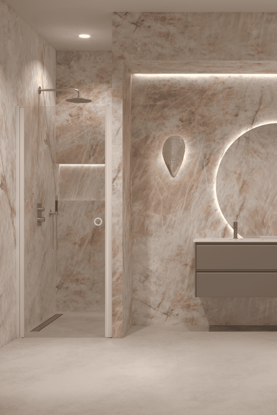 Hinged shower door with wall magnet Hietakari Forma 382, white frame, super bright glass
