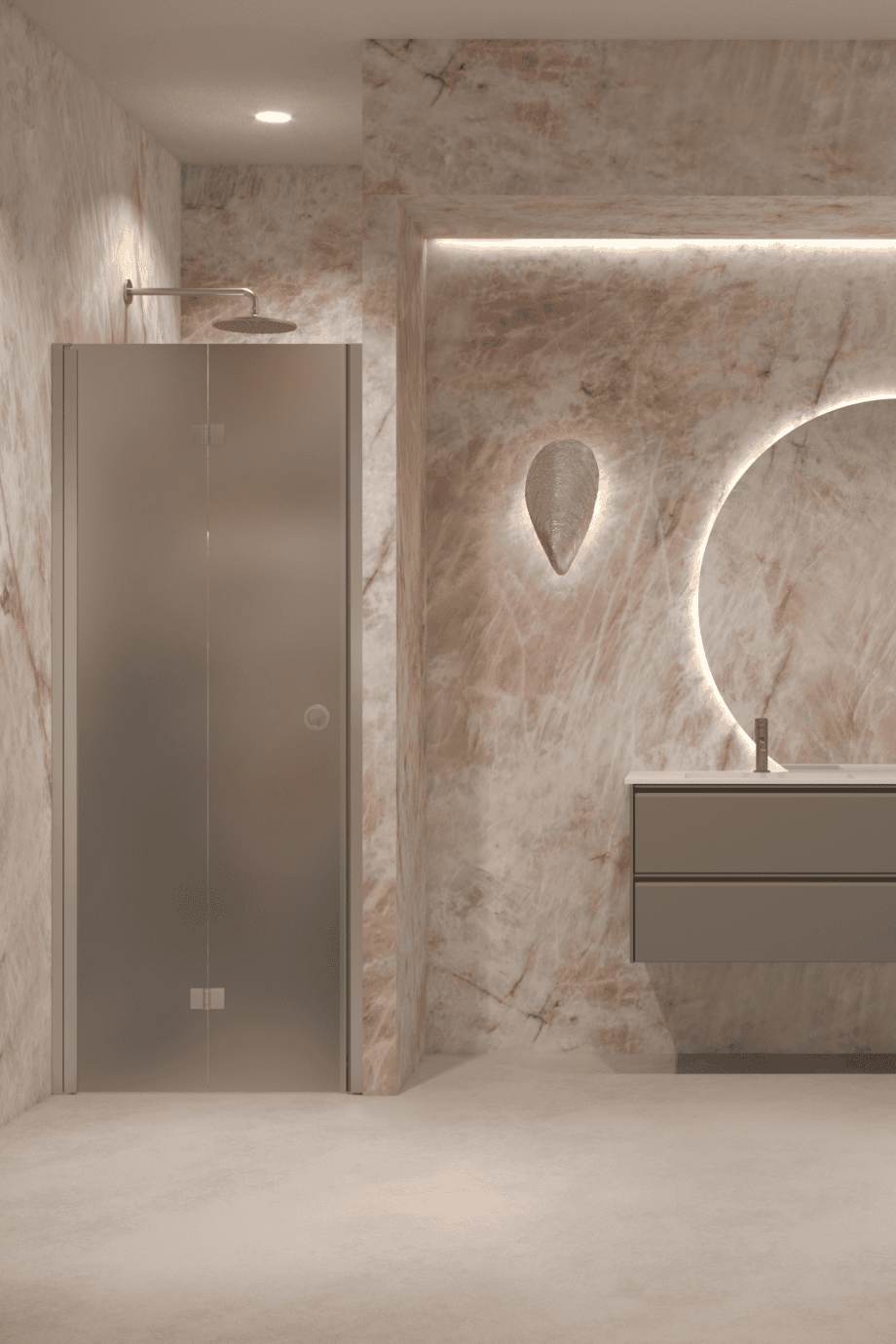 Folding shower door with wall magnet Hietakari Forma 383, aluminium frame, grey satin glass Folding shower door with wall magnet Hietakari Forma 383, aluminium frame, grey satin glass