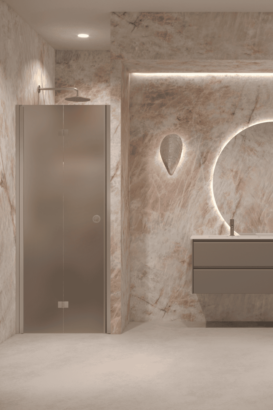 Folding shower door with wall magnet Hietakari Forma 383, aluminium frame, brown satin glass Folding shower door with wall magnet Hietakari Forma 383, aluminium frame, brown satin glass