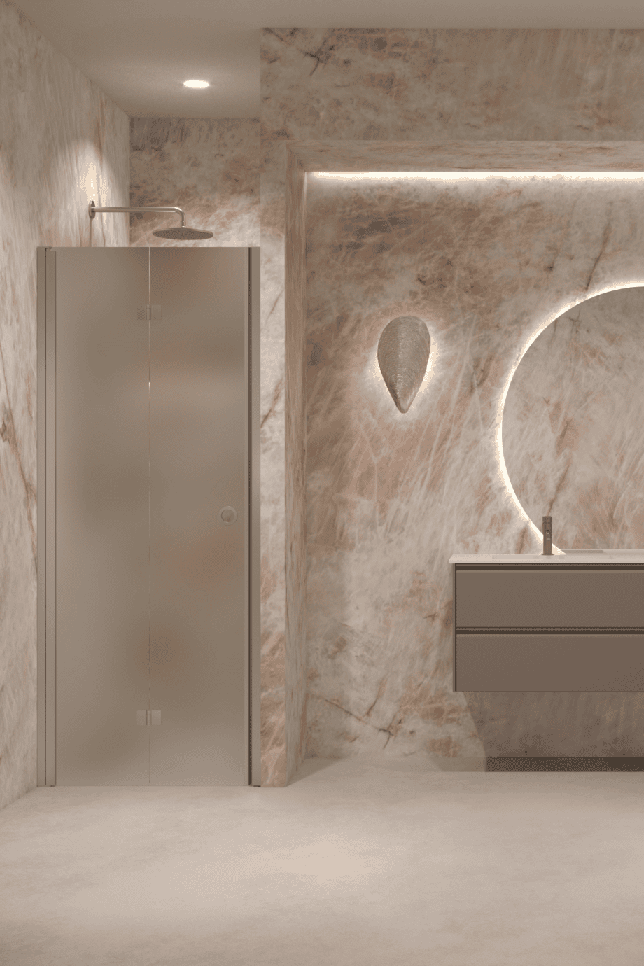 Folding shower door with wall magnet Hietakari Forma 383, aluminium frame, satin frosted glass Folding shower door with wall magnet Hietakari Forma 383, aluminium frame, satin frosted glass