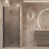 Folding shower door with wall magnet Hietakari Forma 383, Cocoa frame, grey satin glass Folding shower door with wall magnet Hietakari Forma 383, Cocoa frame, grey satin glass