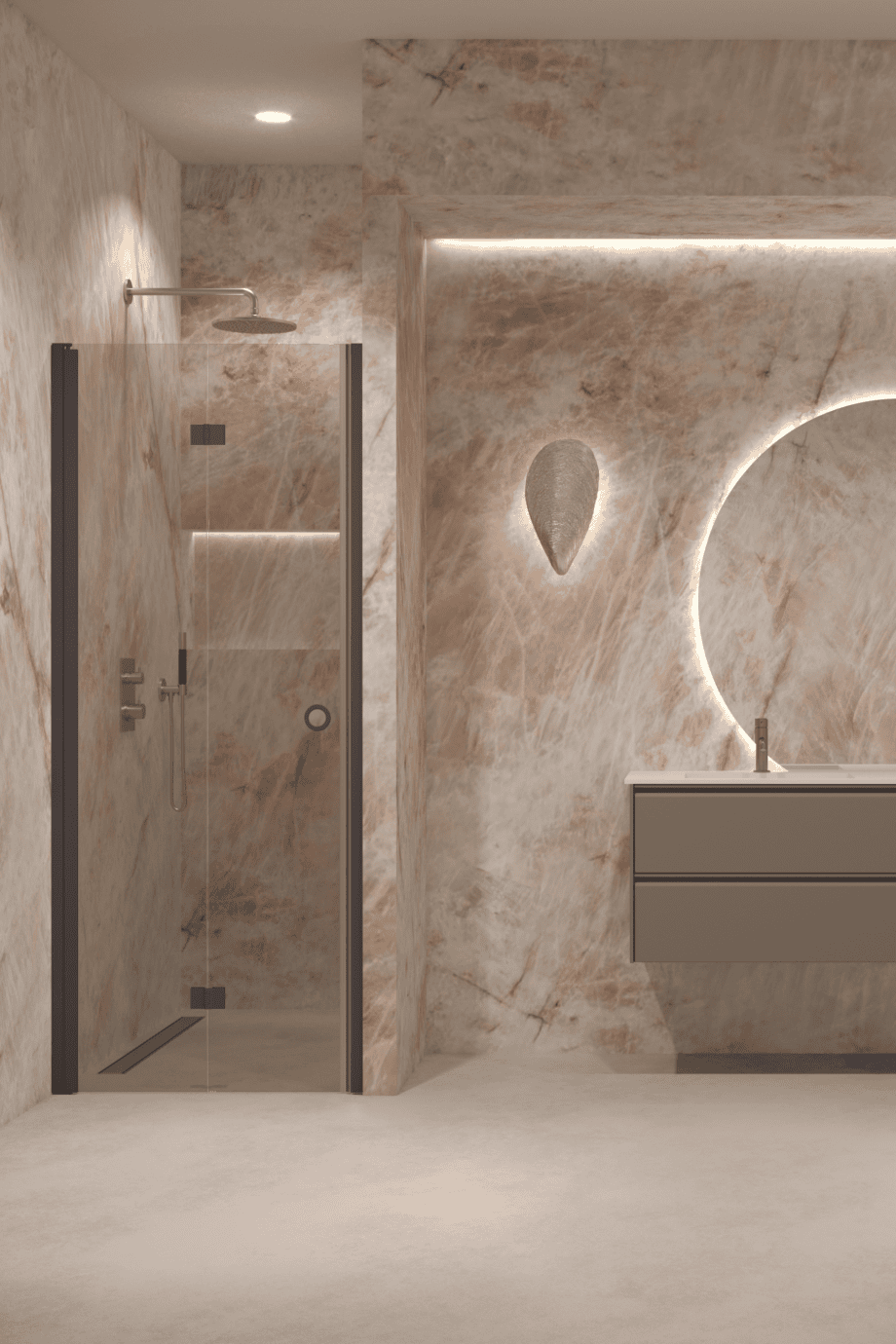 Folding shower door with wall magnet Hietakari Forma 383, Cocoa frame, bronze tinted glass Folding shower door with wall magnet Hietakari Forma 383, Cocoa frame, bronze tinted glass