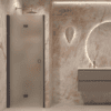 Folding shower door with wall magnet Hietakari Forma 383, Cocoa frame, satin frosted glass Folding shower door with wall magnet Hietakari Forma 383, Cocoa frame, satin frosted glass