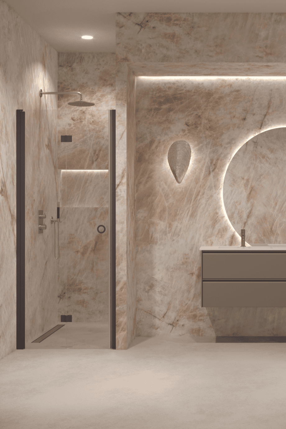Folding shower door with wall magnet Hietakari Forma 383, Cocoa frame, super bright glass Folding shower door with wall magnet Hietakari Forma 383, Cocoa frame, super bright glass