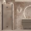 Folding shower door with wall magnet Hietakari Forma 383, Cocoa frame, super bright satin glass Folding shower door with wall magnet Hietakari Forma 383, Cocoa frame, super bright satin glass
