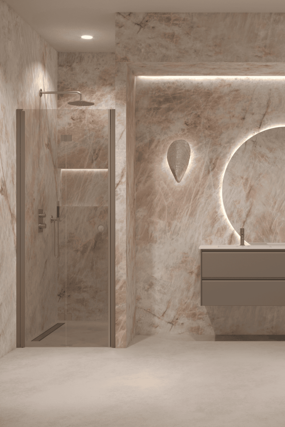 Folding shower door with wall magnet Hietakari Forma 383, Mocha frame, bronze tinted glass Folding shower door with wall magnet Hietakari Forma 383, Mocha frame, bronze tinted glass
