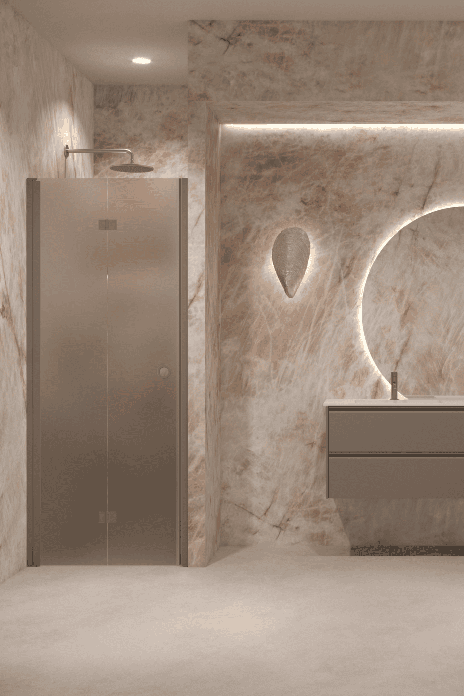 Folding shower door with wall magnet Hietakari Forma 383, Mocha frame, brown satin glass Folding shower door with wall magnet Hietakari Forma 383, Mocha frame, brown satin glass