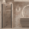 Folding shower door with wall magnet Hietakari Forma 383, black frame, bronze tinted glass Folding shower door with wall magnet Hietakari Forma 383, black frame, bronze tinted glass