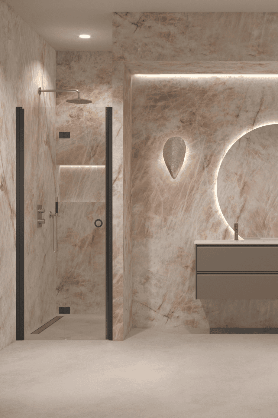 Folding shower door with wall magnet Hietakari Forma 383, black frame, super bright glass Folding shower door with wall magnet Hietakari Forma 383, black frame, super bright glass