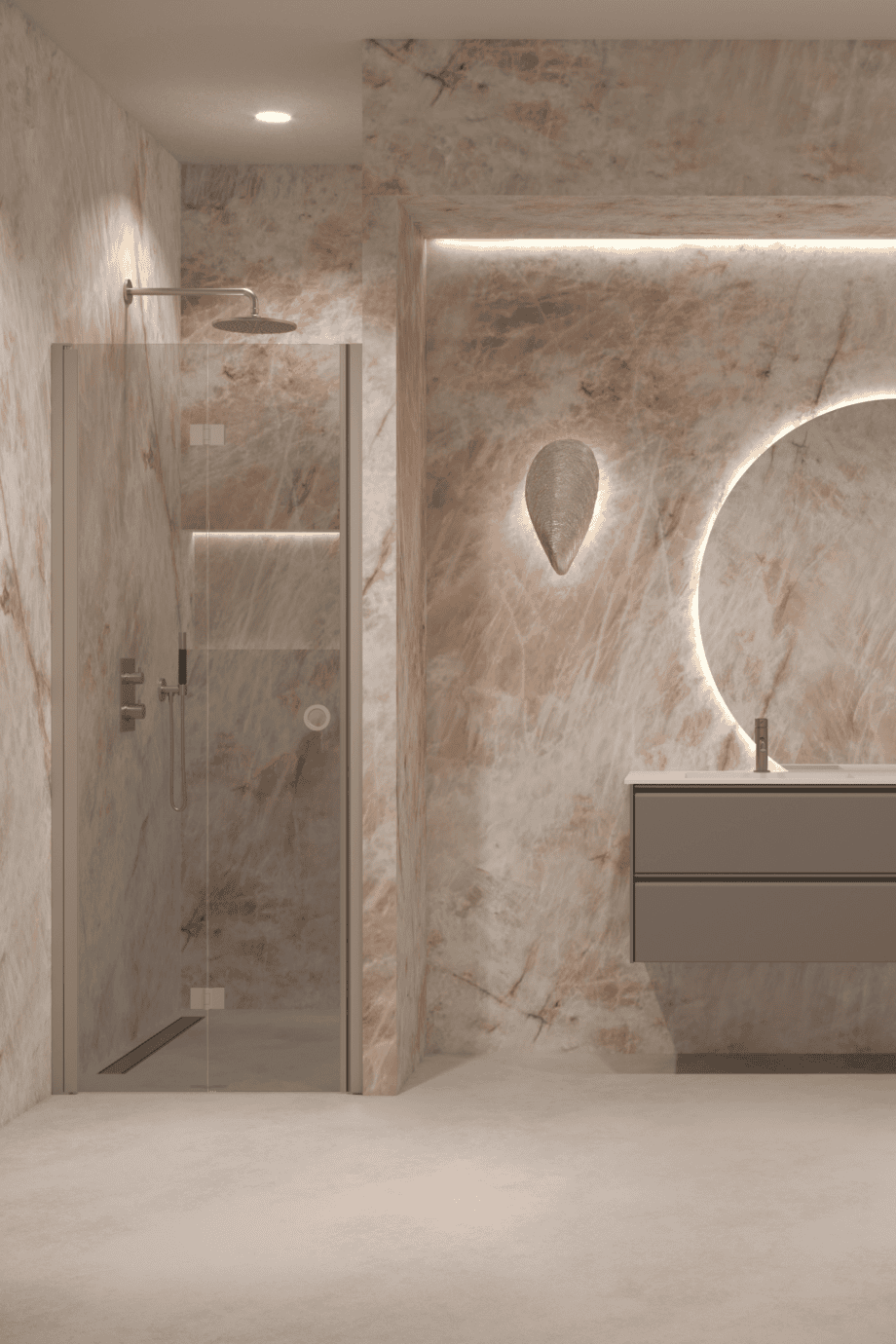 Folding shower door with wall magnet Hietakari Forma 383, Sand frame, grey tinted glass Folding shower door with wall magnet Hietakari Forma 383, Sand frame, grey tinted glass