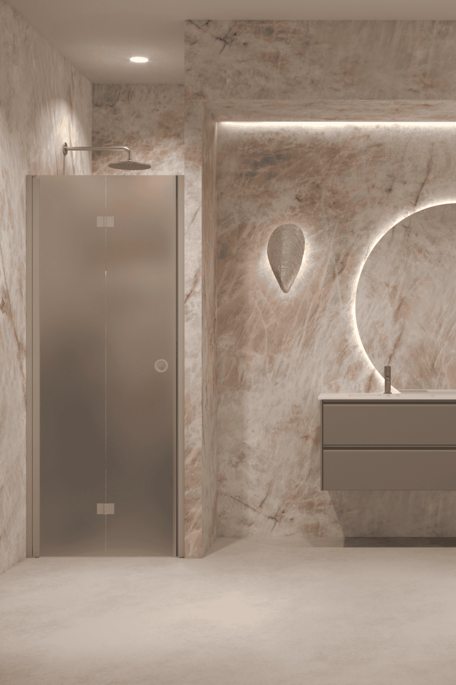 Folding shower door with wall magnet Hietakari Forma 383, Sand frame, grey satin glass Folding shower door with wall magnet Hietakari Forma 383, Sand frame, grey satin glass