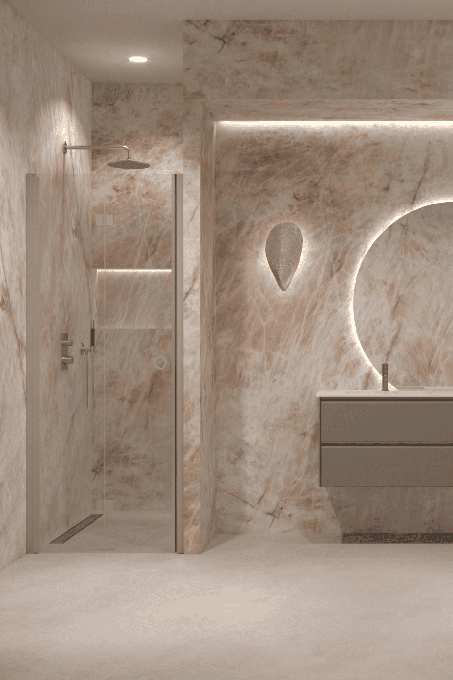 Folding shower door with wall magnet Hietakari Forma 383, Sand frame, clear glass Folding shower door with wall magnet Hietakari Forma 383, Sand frame, clear glass