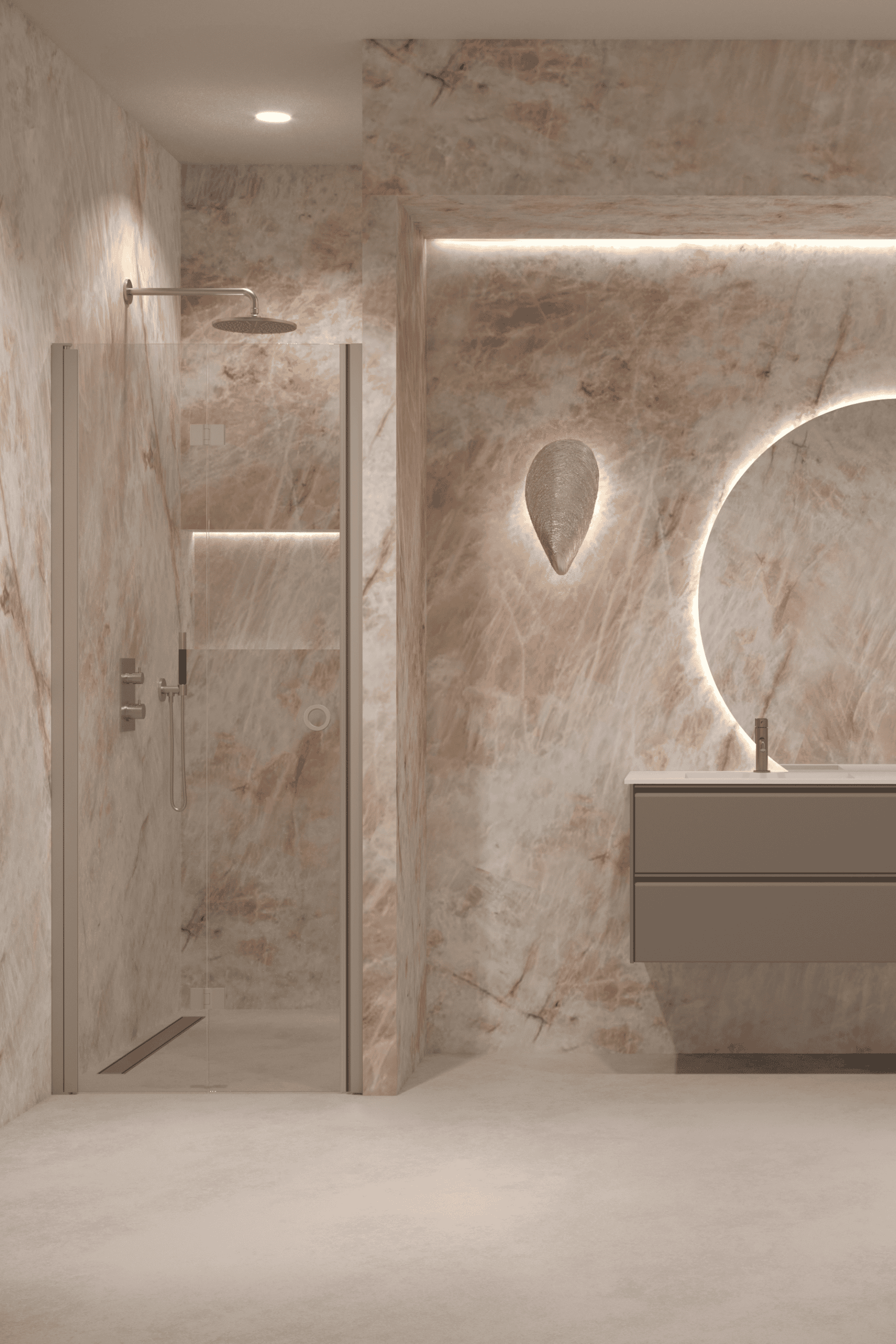 Folding shower door with wall magnet Hietakari Forma 383, Sand frame, clear glass Folding shower door with wall magnet Hietakari Forma 383, Sand frame, clear glass