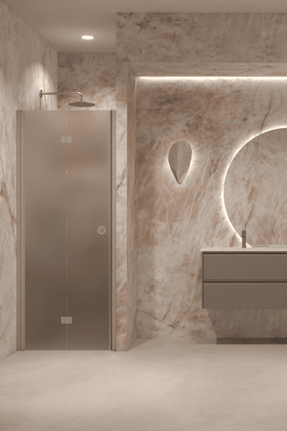 Folding shower door with wall magnet Hietakari Forma 383, Sand frame, brown satin glass Folding shower door with wall magnet Hietakari Forma 383, Sand frame, brown satin glass
