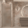 Folding shower door with wall magnet Hietakari Forma 383, Sand frame, super bright satin glass Folding shower door with wall magnet Hietakari Forma 383, Sand frame, super bright satin glass