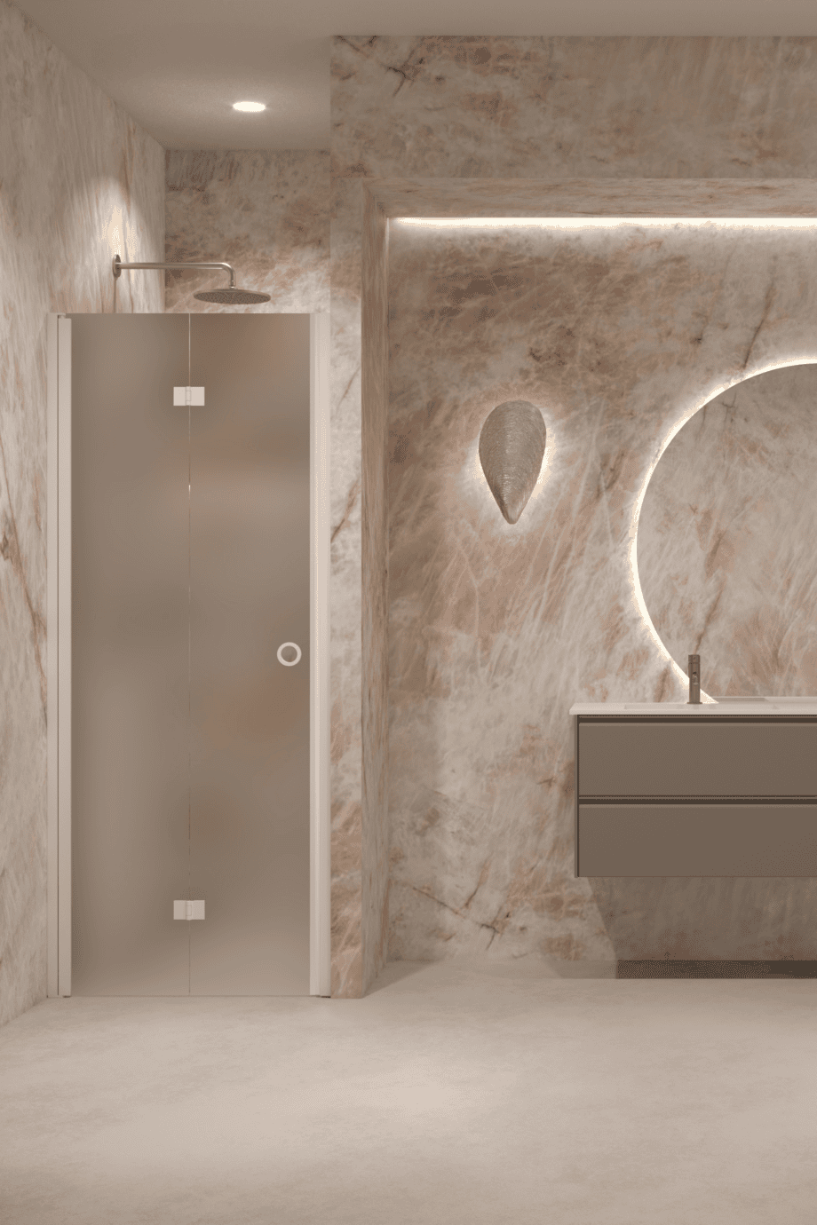 Folding shower door with wall magnet Hietakari Forma 383, white frame, super bright satin glass Folding shower door with wall magnet Hietakari Forma 383, white frame, super bright satin glass