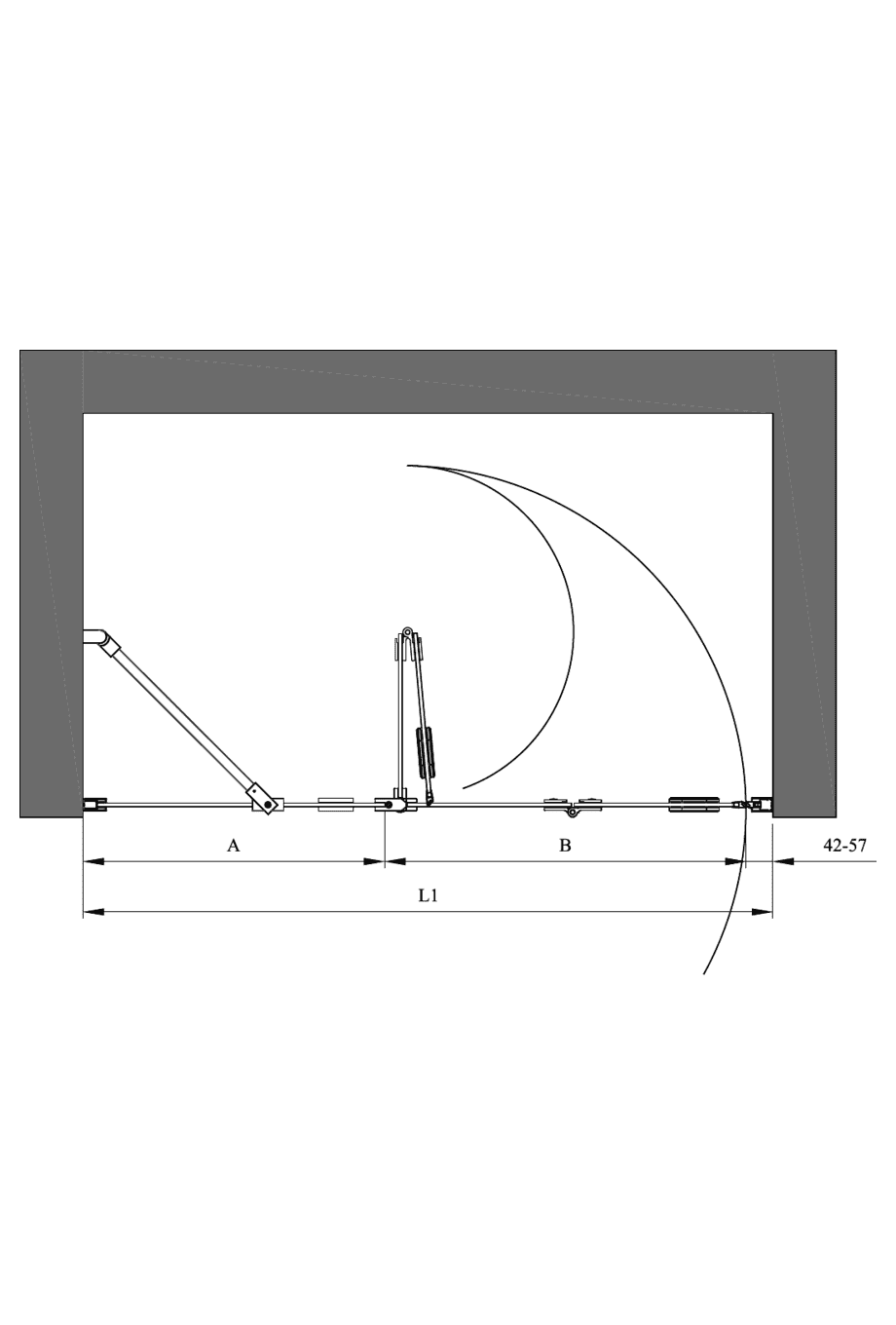 Folding shower door with fixed part and wall magnet Hietakari Forma 385 ā 2