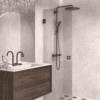 Hinged shower door Hietakari Vetro 512, Cocoa fittings, grey tinted glass