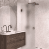 Hinged shower door Hietakari Vetro 512, Cocoa fittings, satin frosted glass