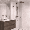 Hinged shower door Hietakari Vetro 512, Cocoa fittings, super bright glass