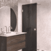 Hinged shower door Hietakari Vetro 512, brushed fittings, black glass