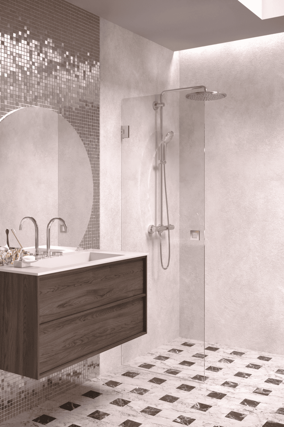 Hinged shower door Hietakari Vetro 512, chrome fittings, super bright glass