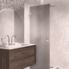 Hinged shower door Hietakari Vetro 512, brass fittings, grey satin glass