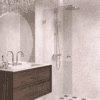 Hinged shower door Hietakari Vetro 512, brass fittings, clear glass